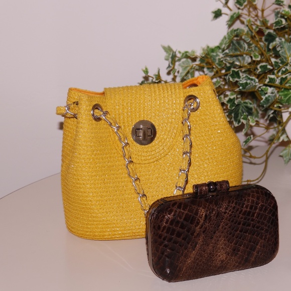 pink handbag and yellow handbag - Picture 7 of 8